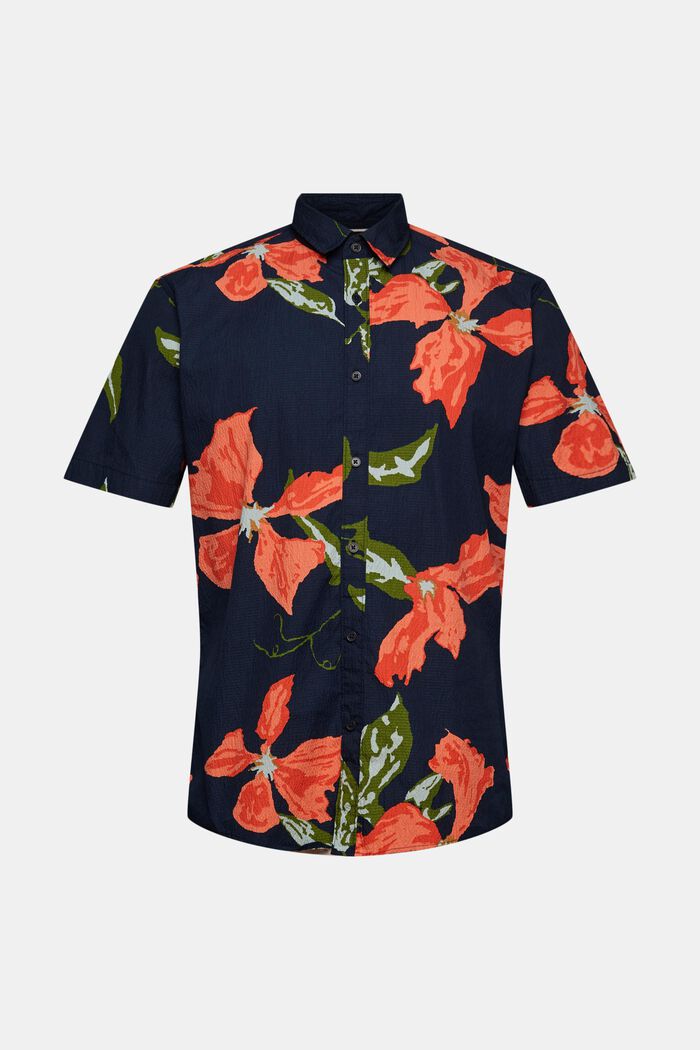 Camisa de sirsaca con estampado floral, NAVY, detail image number 5