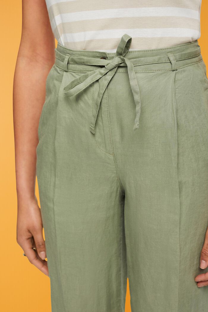 Pantalones de lino con pernera ancha, LIGHT KHAKI, detail image number 2