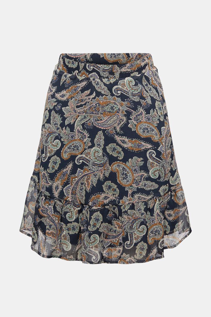 Reciclada: minifalda de gasa con estampado paisley, NAVY, detail image number 7