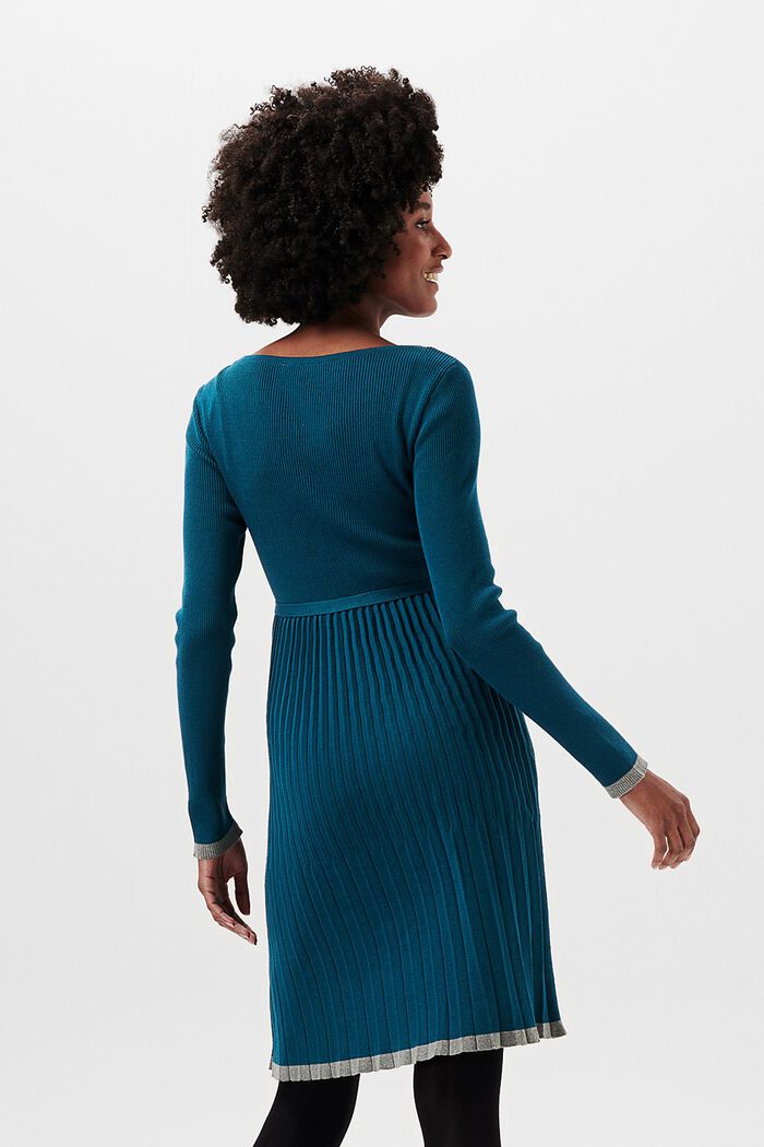 Vestido de punto plisado, algodón ecológico, ATLANTIC BLUE, detail image number 1