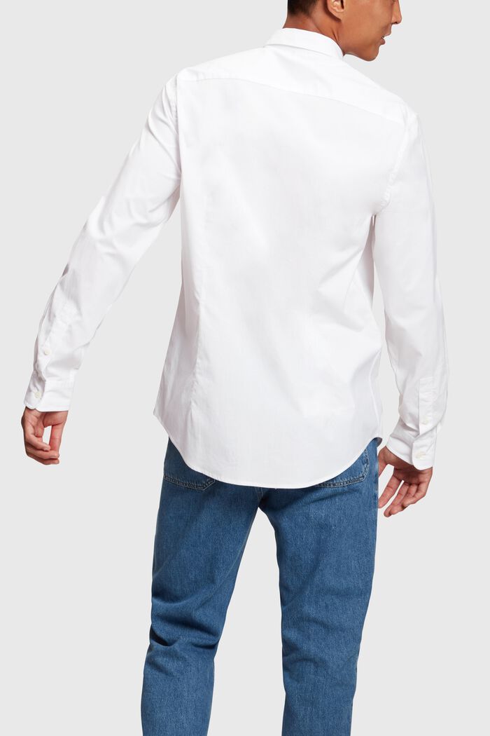 Camisa de corte ceñido de popelina con insignia de delfín, WHITE, detail image number 1