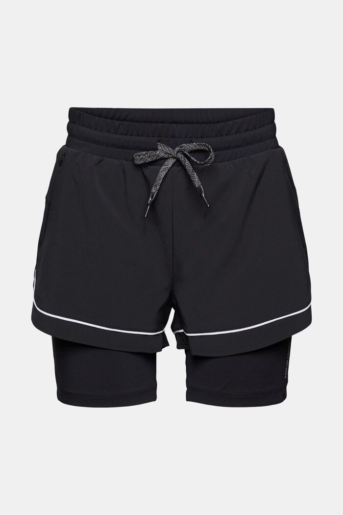 Reciclados: pantalones cortos con medias integradas, tecnología E-Dry, BLACK, detail image number 6