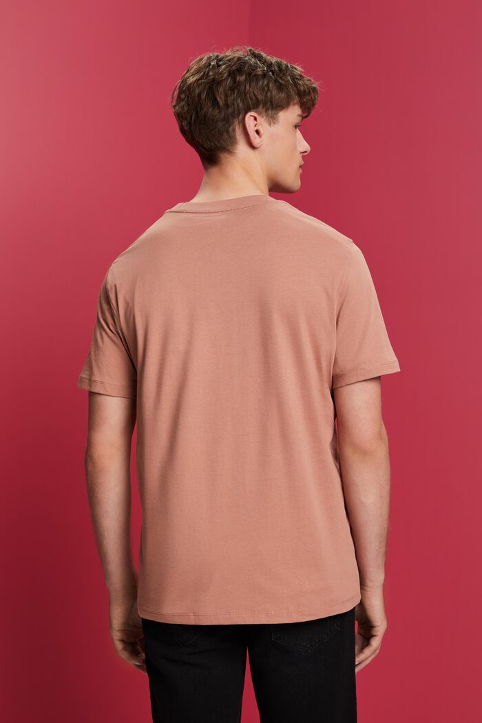 Camiseta de cuello redondo con estampado, 100% algodón, DARK OLD PINK, detail image number 3