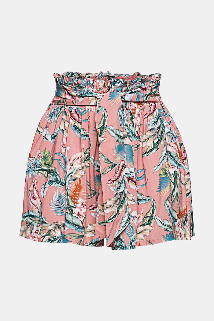 Pantalones cortos con estampado tropical, LENZING™ ECOVERO™, SALMON, detail image number 0