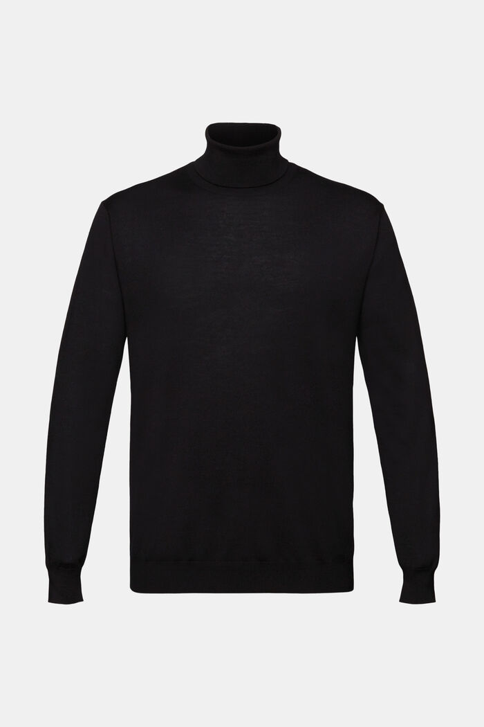 Jersey de lana merino con cuello alto, BLACK, detail image number 6