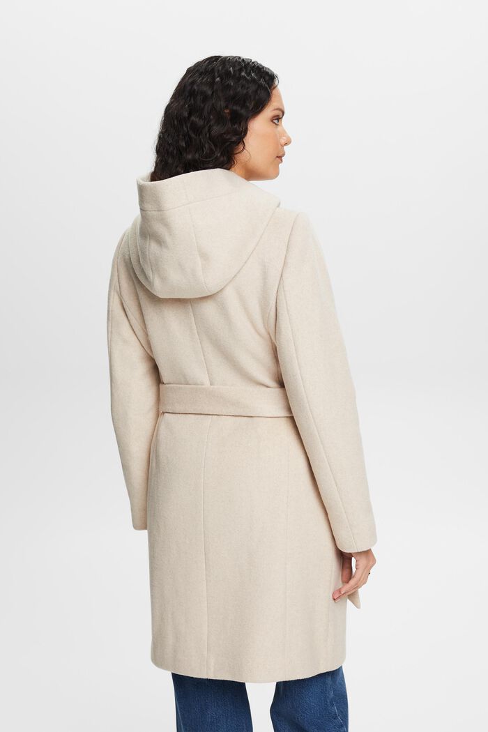 Abrigo de mezcla de lana reciclada con capucha y cinturón, ICE, detail image number 2