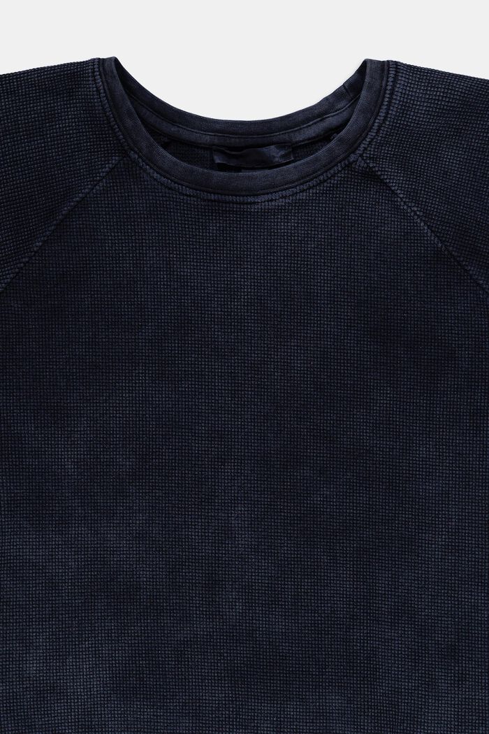 Camiseta corta de algodón con textura, BLUE DARK WASHED, detail image number 2