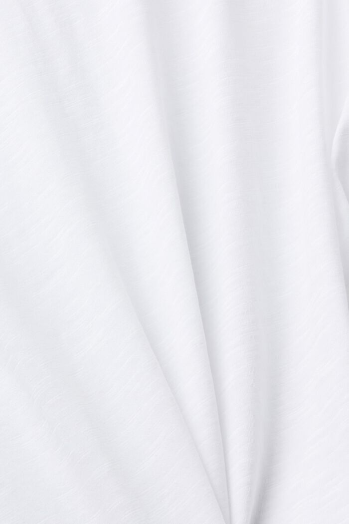 Camiseta de algodón con cuello de pico y costuras decorativas, WHITE, detail image number 5