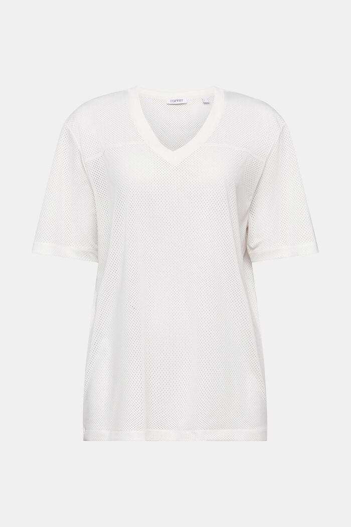 Camiseta de punto abierto con cuello en pico, OFF WHITE, detail image number 5