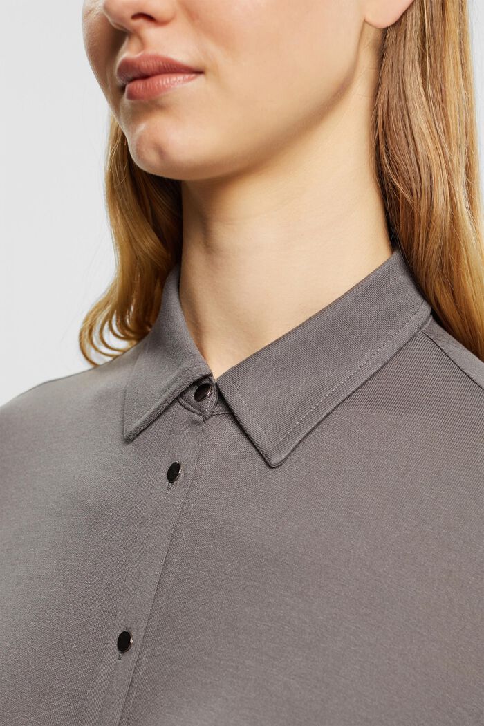 Camiseta de manga larga con botones, LENZING™ ECOVERO™, MEDIUM GREY, detail image number 0