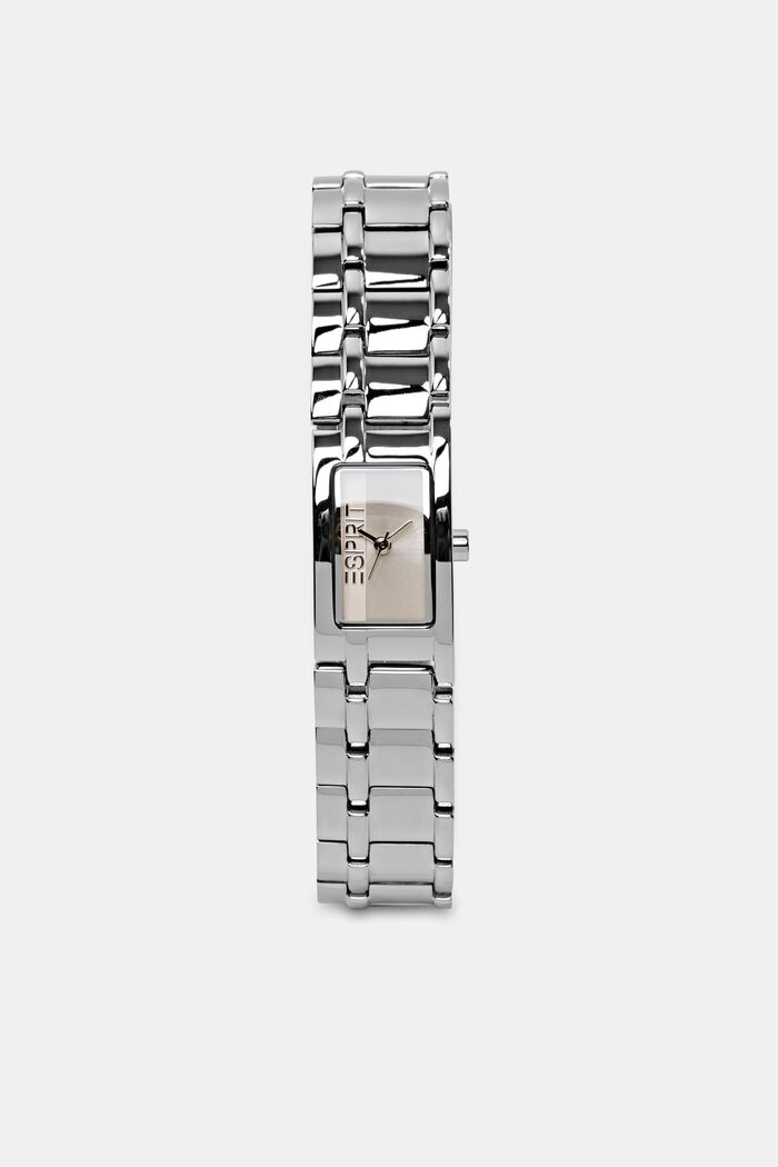 Reloj de acero inoxidable con diseño cuadrado, SILVER, detail image number 0