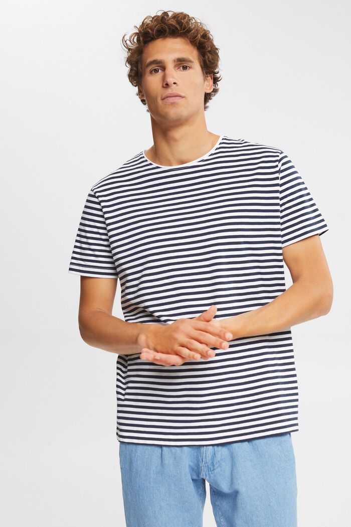 Camiseta de punto con estampado de rayas, WHITE, detail image number 0