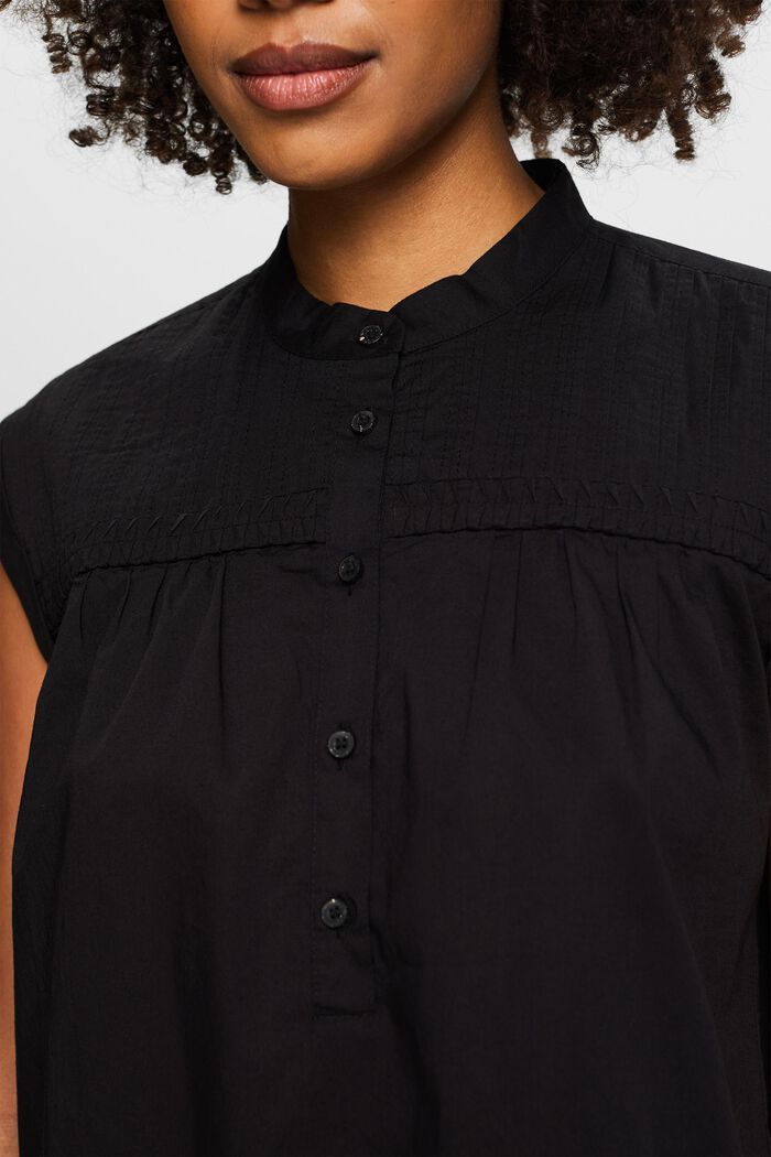 Blusa de algodón sin mangas, BLACK, detail image number 2
