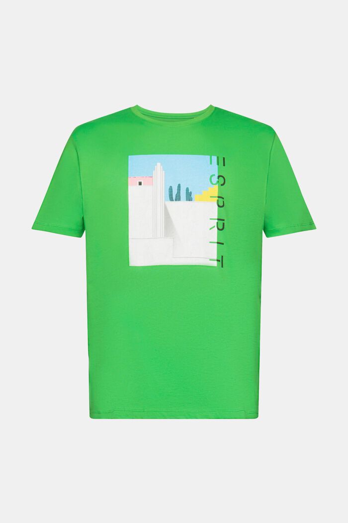Camiseta de algodón con estampado frontal, GREEN, detail image number 6