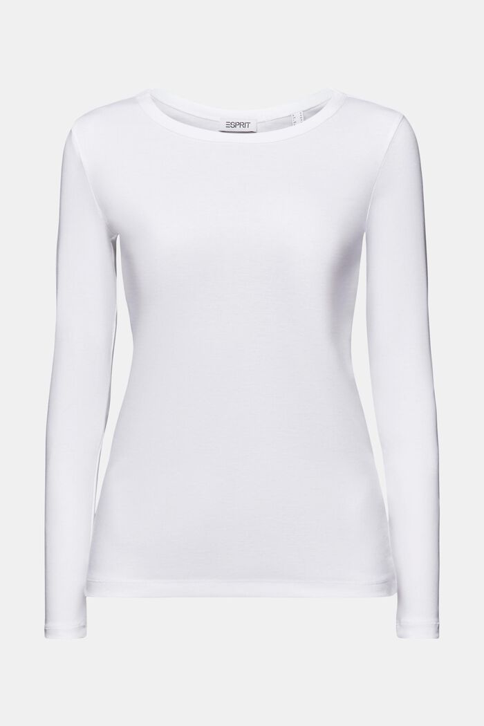 Camiseta de jersey de algodón con manga larga, WHITE, detail image number 5