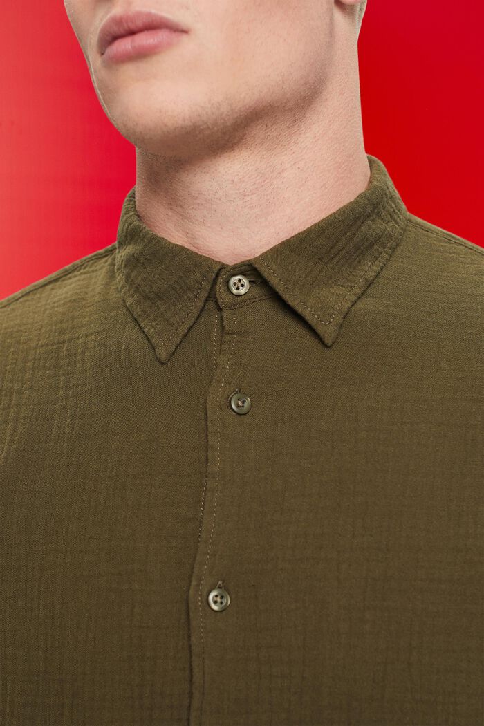 Camisa de muselina en algodón sostenible, KHAKI GREEN, detail image number 2