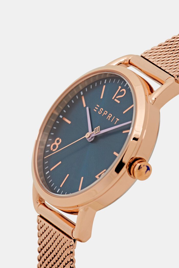 Reloj de acero inoxidable con pulsera milanesa, ROSEGOLD, detail image number 1