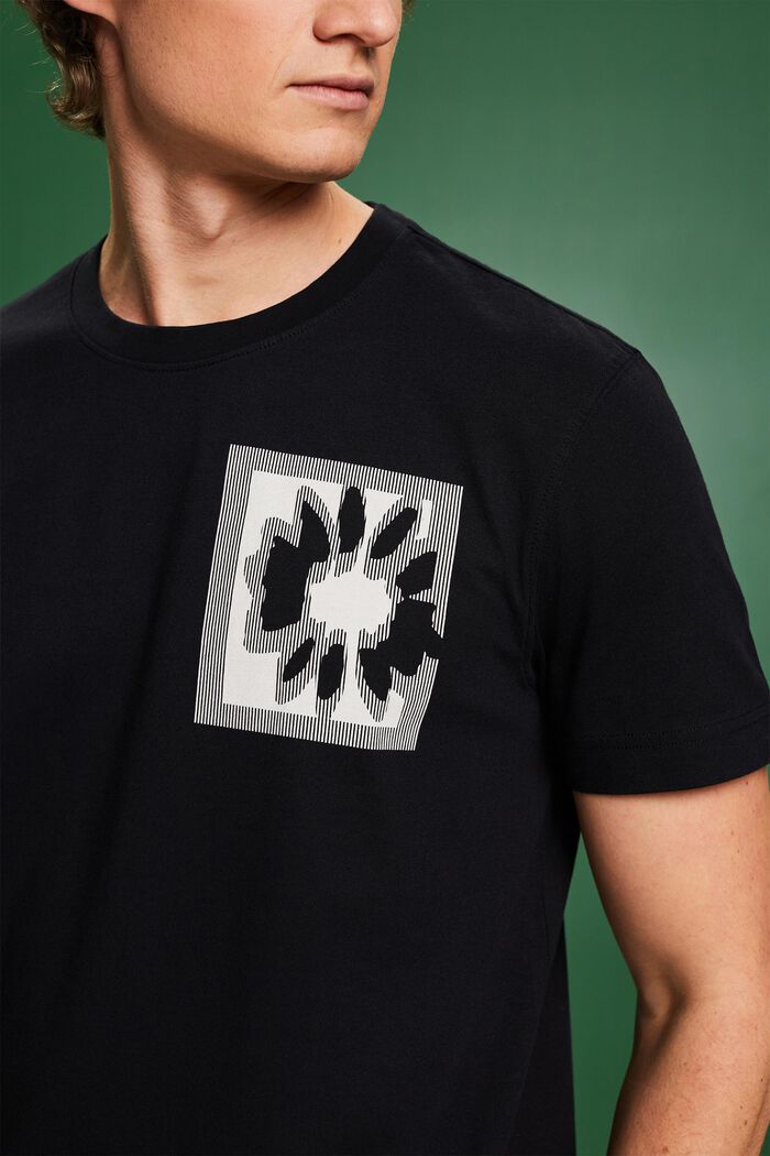 Camiseta con logotipo y estampado floral, BLACK, detail image number 3