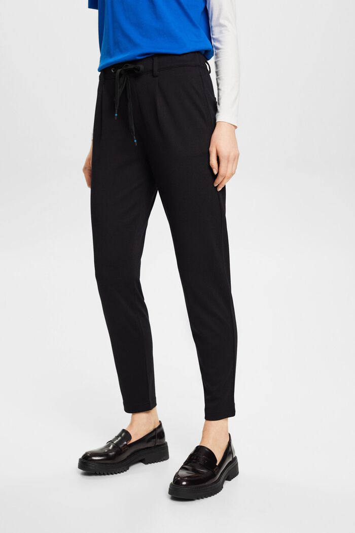 Pantalón elástico con cintura elástica, BLACK, detail image number 0