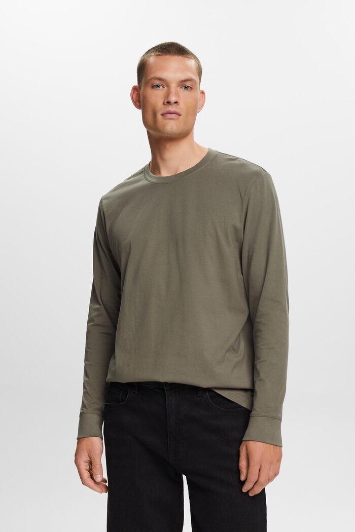 Camiseta de manga larga de tejido jersey, 100% algodón, GUNMETAL, detail image number 0