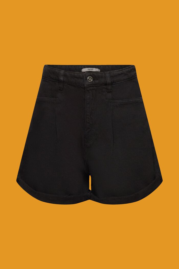 Shorts de tiro alto con lino, BLACK, detail image number 5