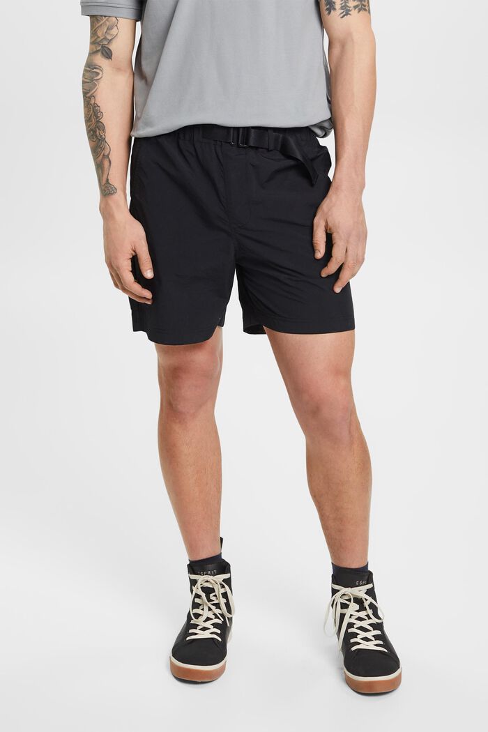 Pantalones cortos con cinturón integrado, BLACK, detail image number 0
