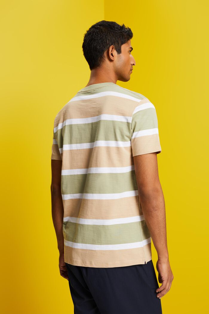 Camiseta de punto a rayas, 100% algodón, SAND, detail image number 3