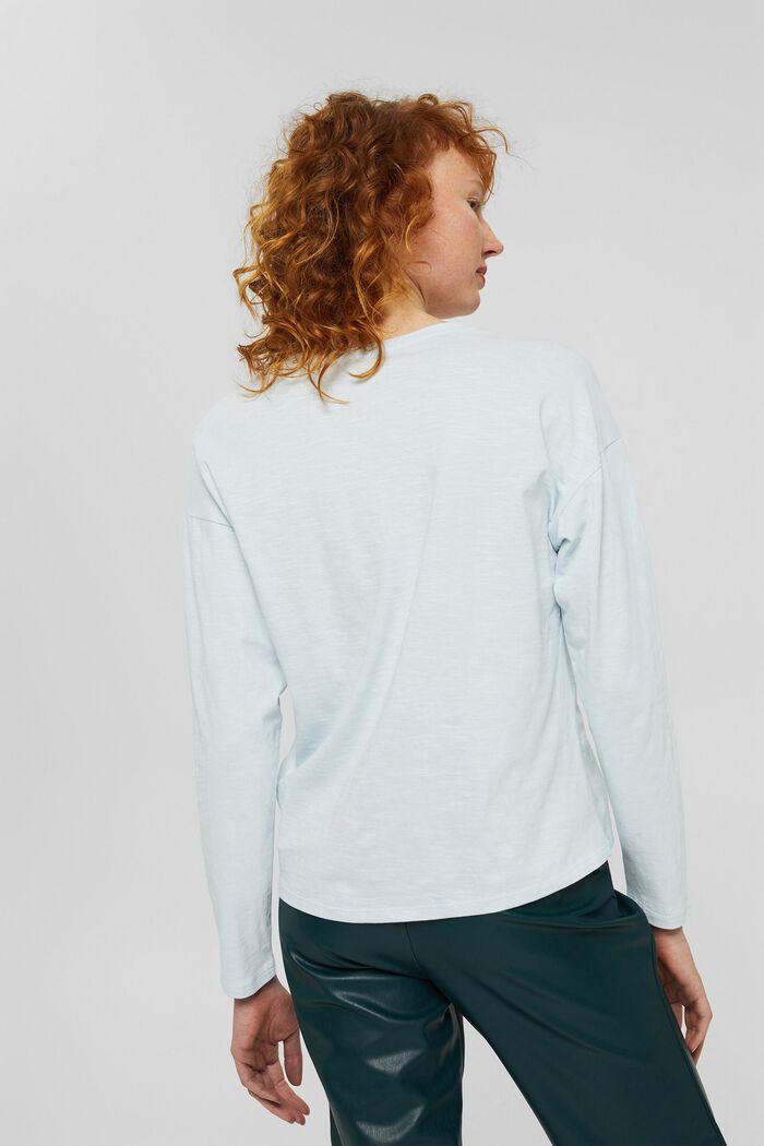 Camiseta de manga larga con bordado, algodón ecológico, PASTEL BLUE, detail image number 3