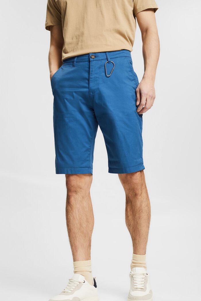 Pantalón corto en mezcla de algodón, BLUE, detail image number 0