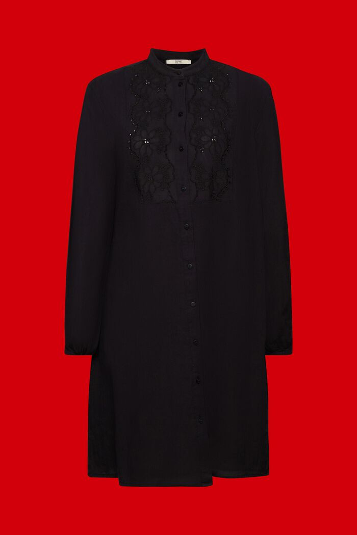 Vestido camisero bordado, BLACK, detail image number 6