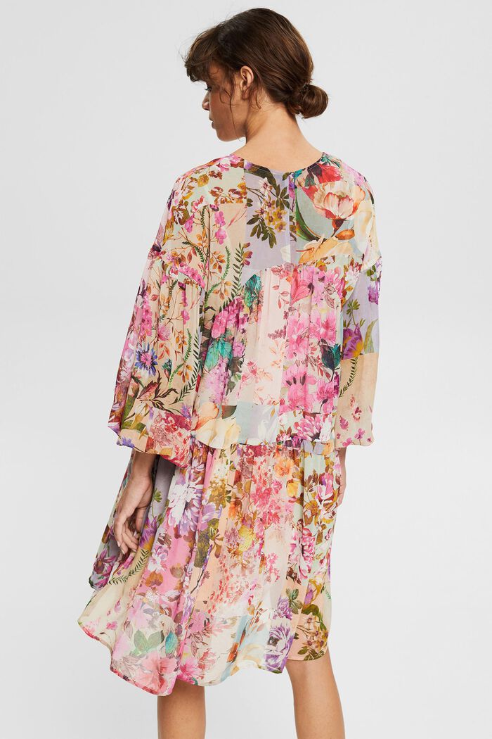Reciclado: vestido de gasa con motivo floral, PINK FUCHSIA, detail image number 2