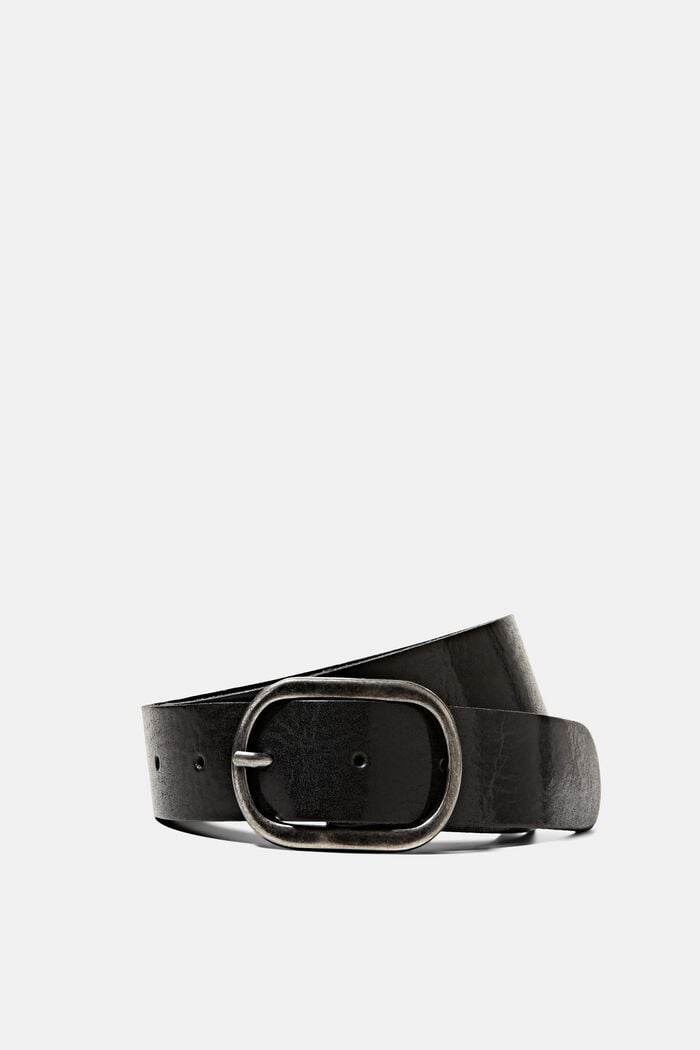 Cinturón de piel, BLACK, detail image number 0