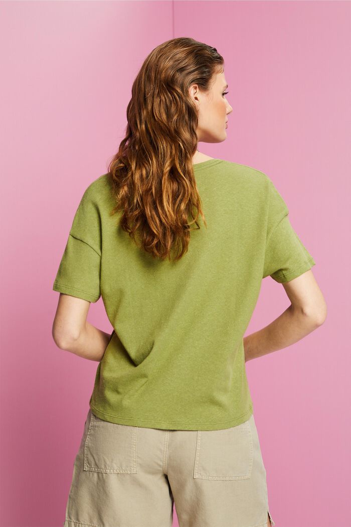 Camiseta en mezcla de lino y algodón, PISTACHIO GREEN, detail image number 3