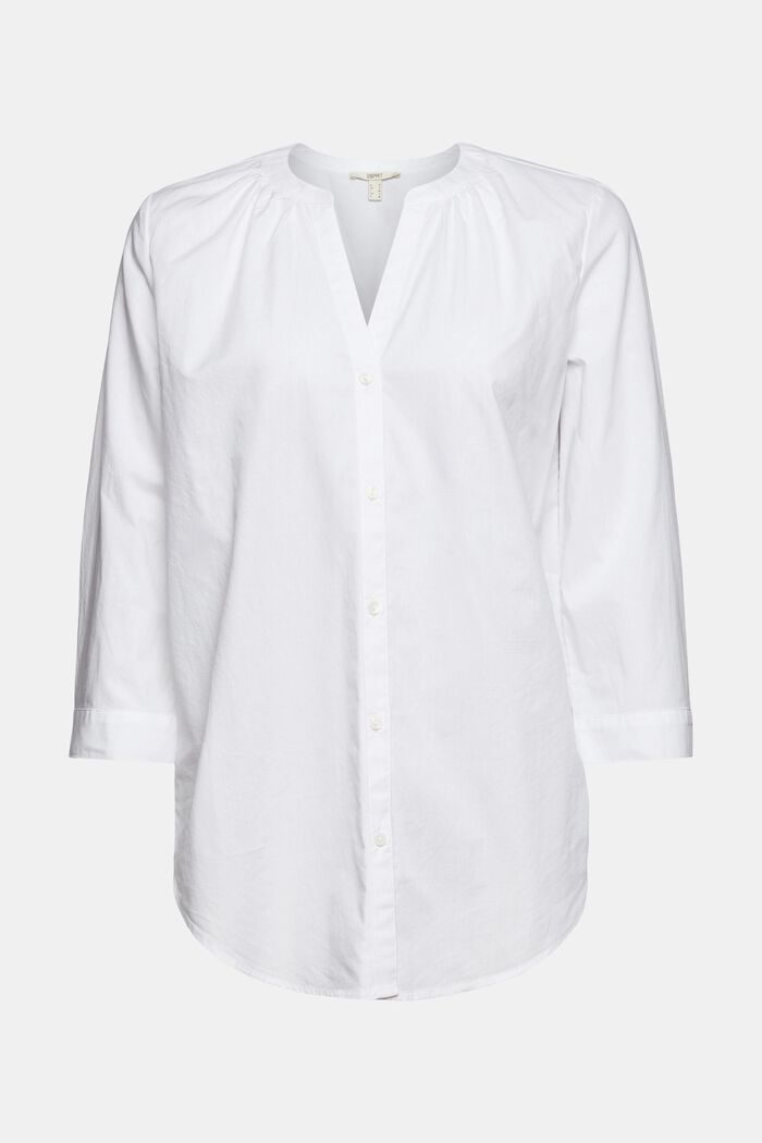 Blusa con escote chilaba, algodón ecológico, WHITE, detail image number 5