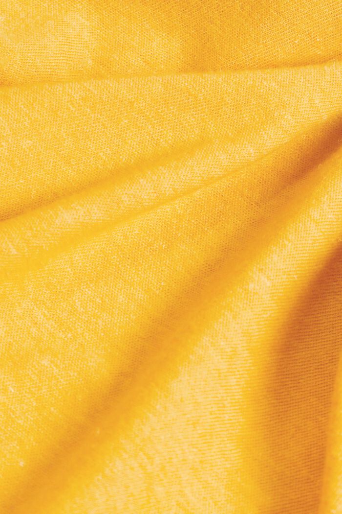 Camiseta de cuello redondo, mezcla de algodón y lino, SUNFLOWER YELLOW, detail image number 5