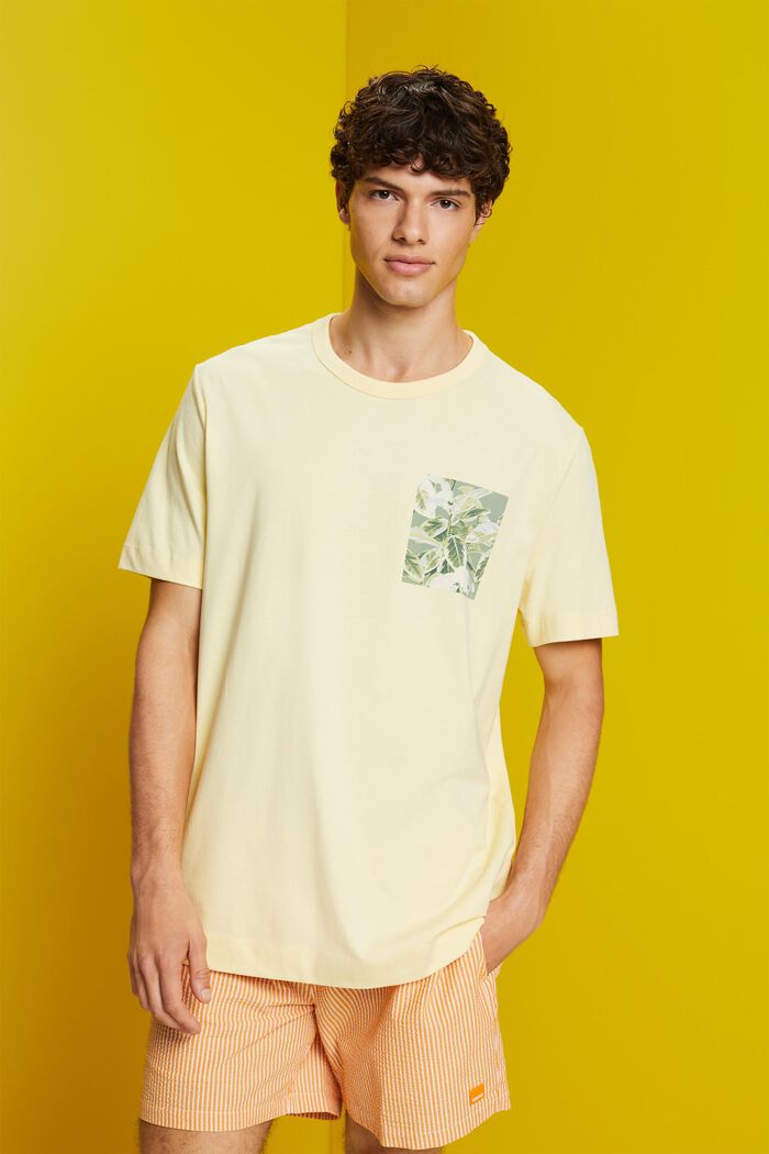 Camiseta de tejido jersey con estampado, 100% algodón, LIGHT YELLOW, detail image number 0