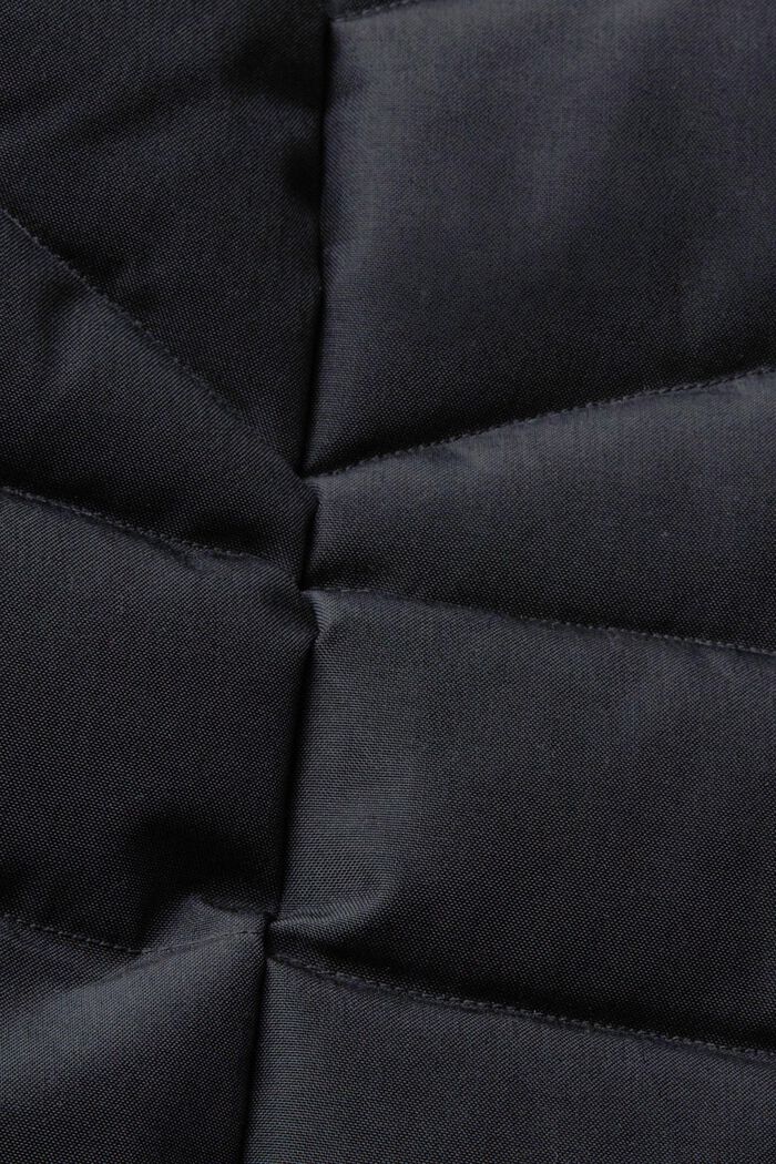 Chaqueta acolchada con capucha de pelo sintética, BLACK, detail image number 1