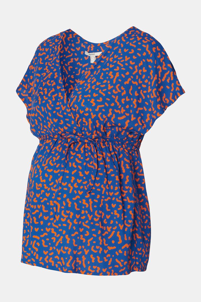 Blusa MATERNITY estampada con cuello en pico, ELECTRIC BLUE, detail image number 2