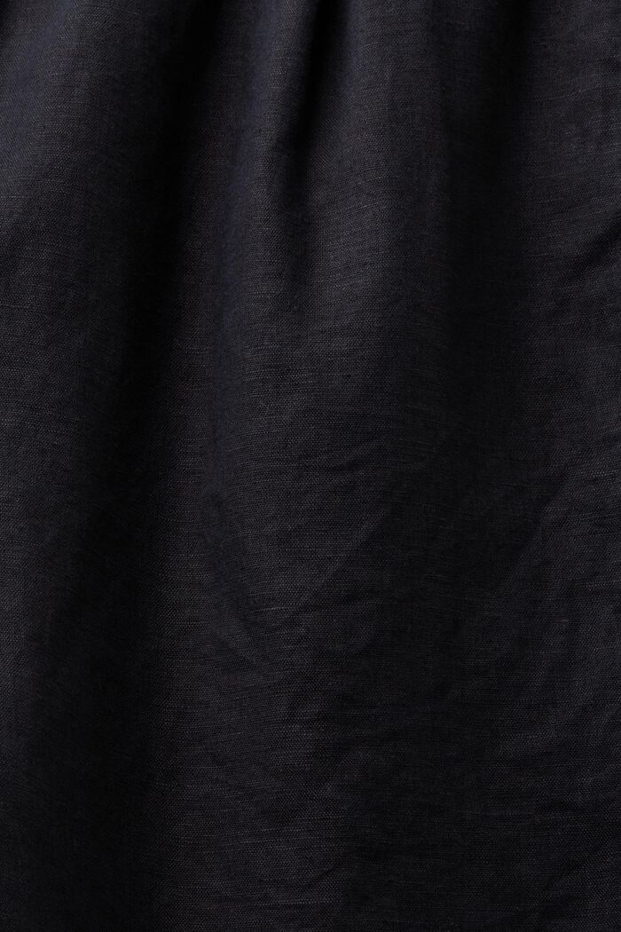 Shorts de lino de algodón sin cierres, BLACK, detail image number 6