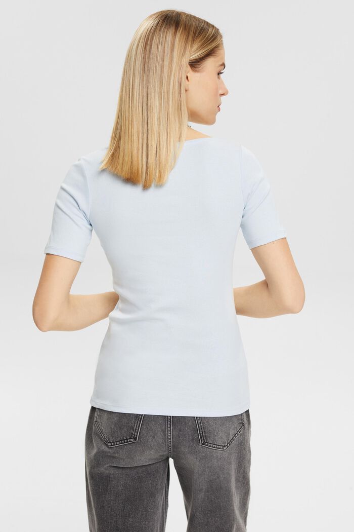 Camiseta de jersey con logotipo de strass aplicado, PASTEL BLUE, detail image number 3