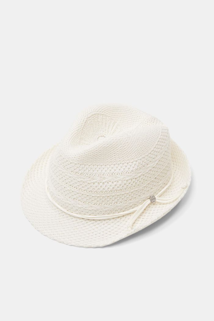 Sombrero fedora de punto, OFF WHITE, detail image number 0