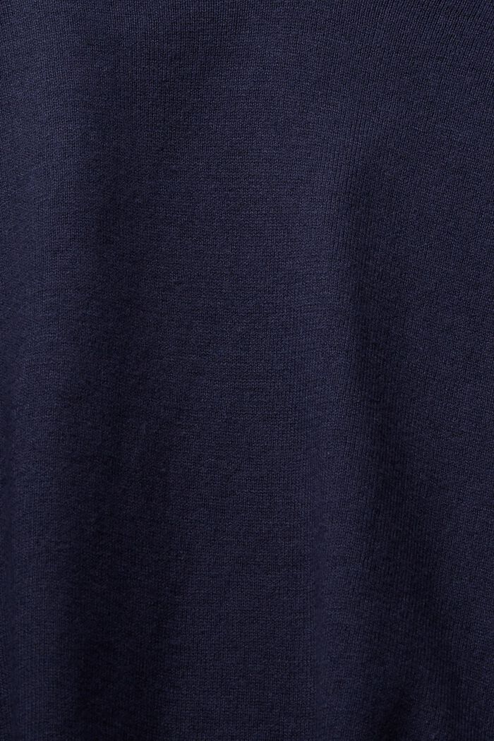 Jersey con cuello en pico y algodón ecológico, NAVY, detail image number 1
