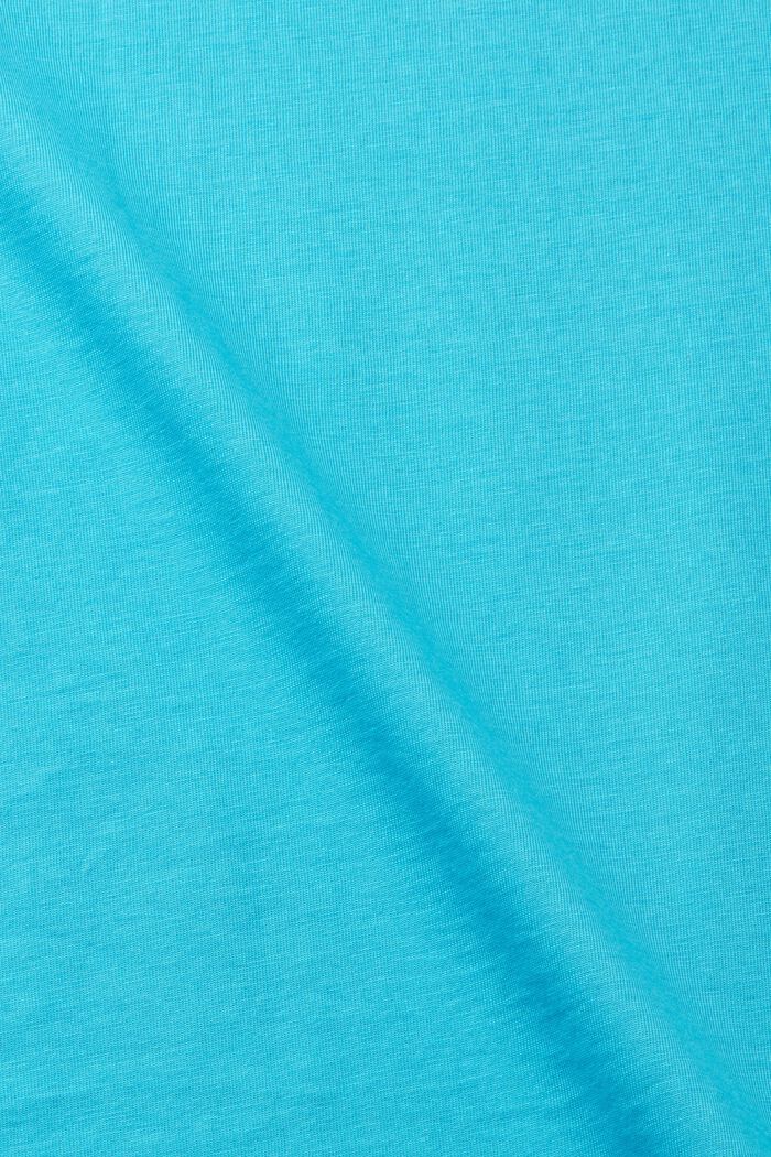 Camiseta entallada de algodón con cuello en pico, AQUA GREEN, detail image number 4