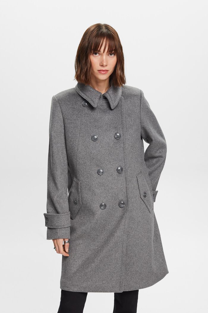 Reciclado: abrigo con lana, GUNMETAL, detail image number 0