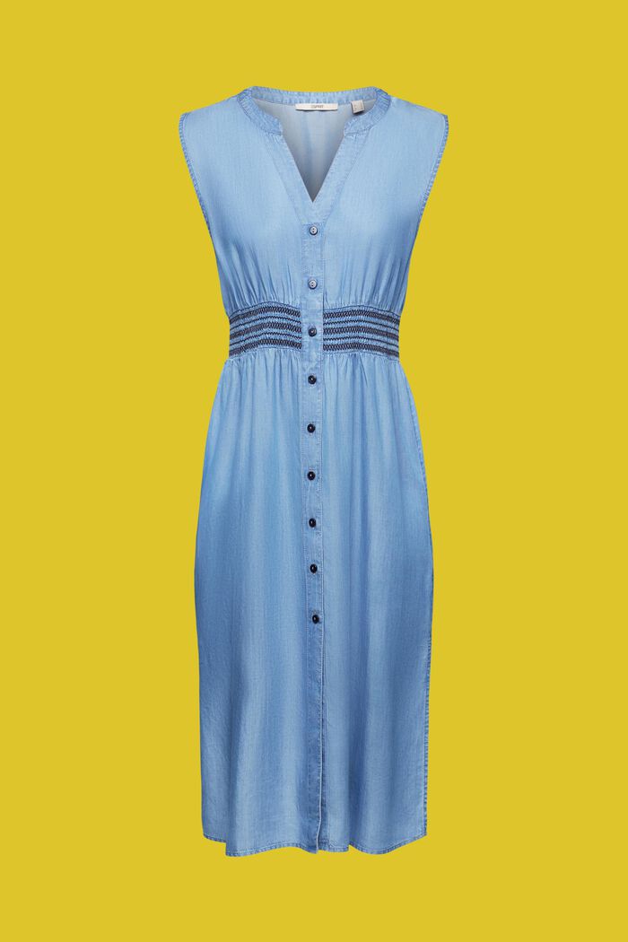 Vestido midi sin mangas en tejido vaquero sintético, BLUE MEDIUM WASHED, detail image number 4