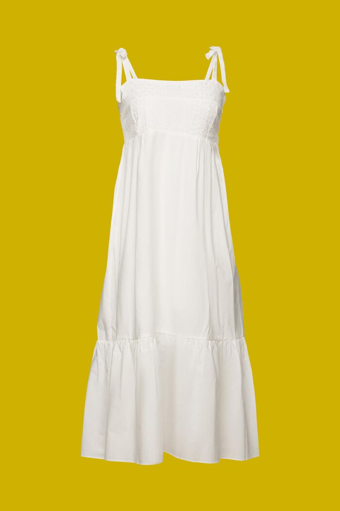 Vestido midi con bordado, LENZING™ ECOVERO™, WHITE, detail image number 6