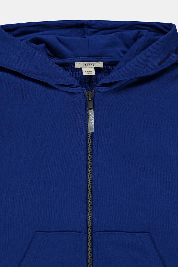 Sudadera de capucha y cremallera con logotipo estampado, 100 % algodón, BRIGHT BLUE, detail image number 2