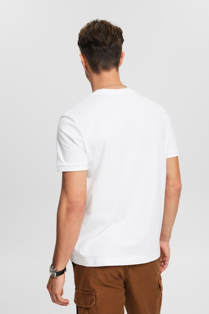 Camiseta de tejido jersey con cuello Henley, WHITE, detail image number 2