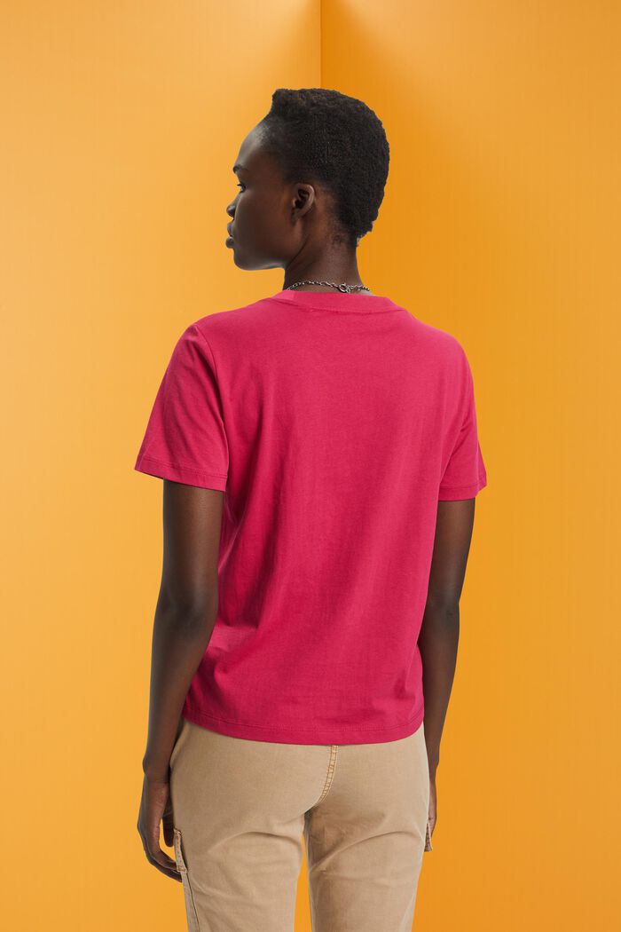 Camiseta de algodón con estampado floral, DARK PINK, detail image number 3