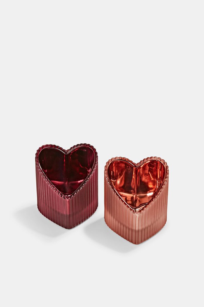 Set de 2 vasos de velas con forma de corazón, RED, detail image number 0